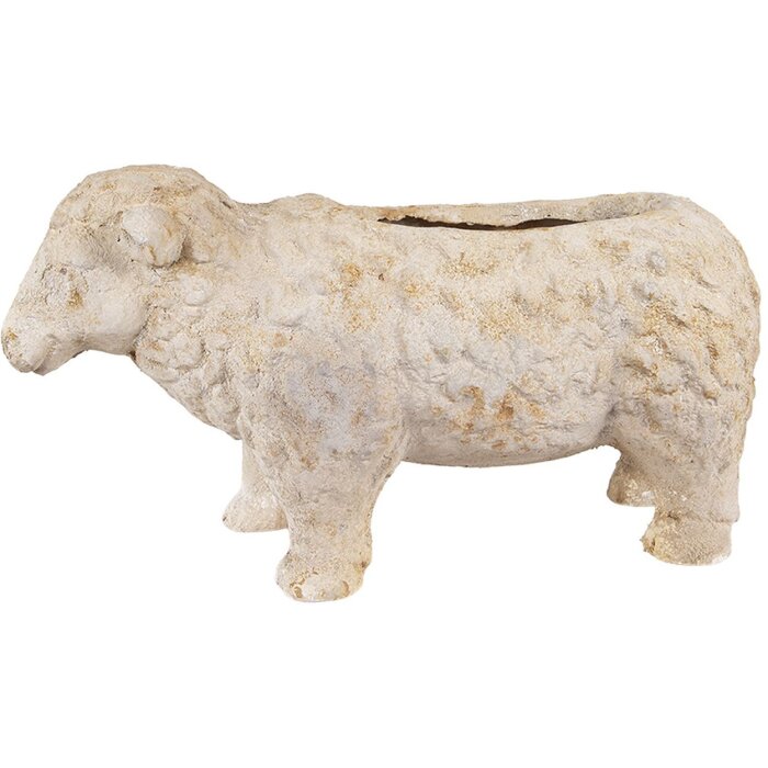 Clayre & Eef 6MG0114 Dekorácia Kvetináč béžovo hnedý 48x19x26 cm Vidiecky štýl