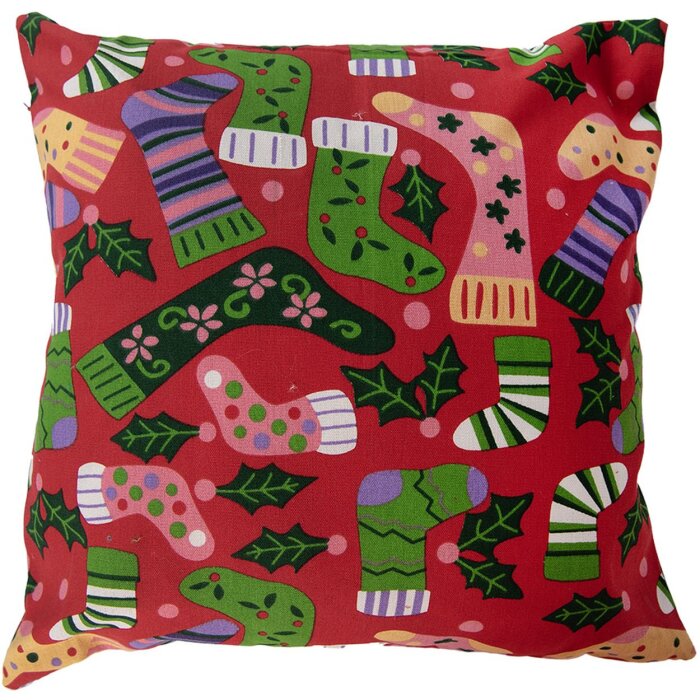 Clayre & Eef KT021.428 Obliečka na vankúš 44x44 cm Červený vianočný dizajn