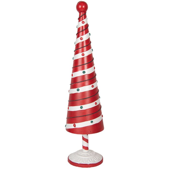 Clayre & Eef 6Y5735 Vianočný stromček dekoratívny ø13x49 cm Červená-Biela v štýle krajinský