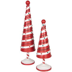 Clayre & Eef 6Y5735 Vianočný stromček dekoratívny ø13x49 cm Červená-Biela v štýle krajinský