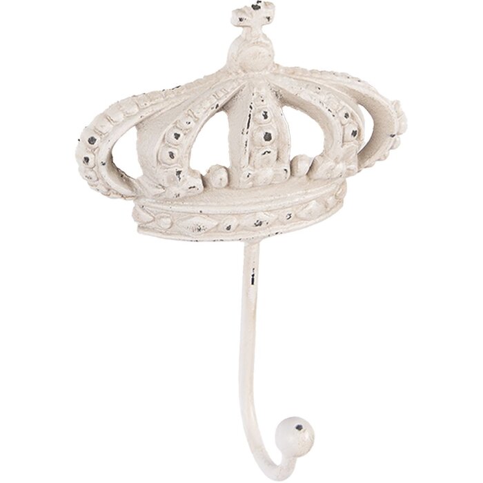 Clayre & Eef 6Y5773 Nástenný háčik Iron White Antique 14x7x19 cm Nástenný háčik Shabby