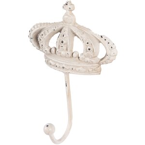 Clayre & Eef 6Y5773 Nástenný háčik Iron White Antique 14x7x19 cm Nástenný háčik Shabby