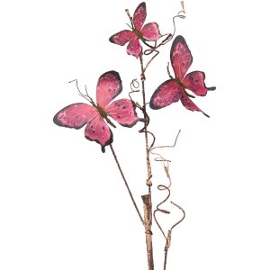 Clayre & Eef 50810 Dekorácia Vetva s motýľmi ružová 14x5x85 cm