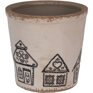 Clayre & Eef 6CE2123L Dekorácia Kvetináč béžová čierna Ø 17x16 cm