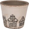Clayre & Eef 6CE2123S Keramický kvetináč vo vidieckom štýle béžovo-čierny Ø 12x11 cm