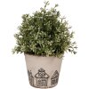 Clayre & Eef 6CE2123S Keramický kvetináč vo vidieckom štýle béžovo-čierny Ø 12x11 cm