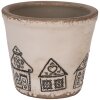 Clayre & Eef 6CE2123S Keramický kvetináč vo vidieckom štýle béžovo-čierny Ø 12x11 cm