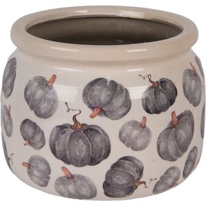 Clayre & Eef 6CECSP0001L Kvetináč keramický béžovo šedý Ø 20x15 cm Country štýl