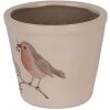 Clayre & Eef 6CEVGP0001S Kvetináč s motívom vtáka vo vidieckom štýle béžový Ø12x11 cm