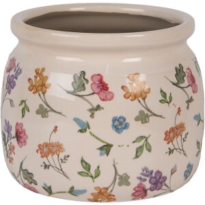 Clayre & Eef kvetináč Floral Béžová Ø16x13 cm vidiecky štýl keramický