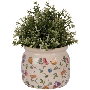 Clayre & Eef kvetináč Floral Béžová Ø16x13 cm vidiecky štýl keramický