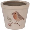 Clayre & Eef Kvetináč vidiecky štýl Ø8x7cm Béžová Hnedá Keramika Vtáčikový motív