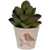Clayre & Eef Kvetináč vidiecky štýl Ø8x7cm Béžová Hnedá Keramika Vtáčikový motív