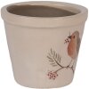 Clayre & Eef Kvetináč vidiecky štýl Ø8x7cm Béžová Hnedá Keramika Vtáčikový motív
