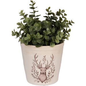 Clayre & Eef 6CEGTW0001M Dekorácia kvetináč s motívom jeleňa Ø 15x14 cm