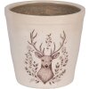 Clayre & Eef 6CEGTW0001M Dekorácia kvetináč s motívom jeleňa Ø 15x14 cm