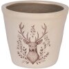 Clayre & Eef Dekoratívny kvetináč so sobím motívom Ø 12x11 cm