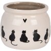 Clayre & Eef Kvetináč Mačka Béžová Čierna Ø12x10 cm Keramika Vidiecky štýl