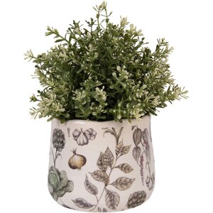 Clayre & Eef 6CETKG0001S kvetináč béžový Ø14x12 cm vidiecky štýl