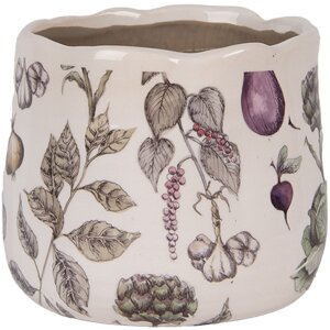 Clayre & Eef 6CETKG0001S kvetináč béžový Ø14x12 cm vidiecky štýl