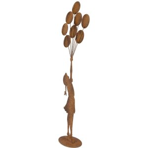 Clayre & Eef Dekoratívna figúrka Dieťa s balónmi kov Rustikálny vzhľad 80 cm