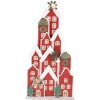 Clayre & Eef 5Y1379 Vianočná dekorácia Domčeky červené 28x8x56cm kov Landhaus štýl