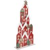 Clayre & Eef 5Y1379 Vianočná dekorácia Domčeky červené 28x8x56cm kov Landhaus štýl