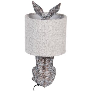 Clayre & Eef stolná lampa Zajačik Polyresin Hnedo-Sivá Ø20x43 cm