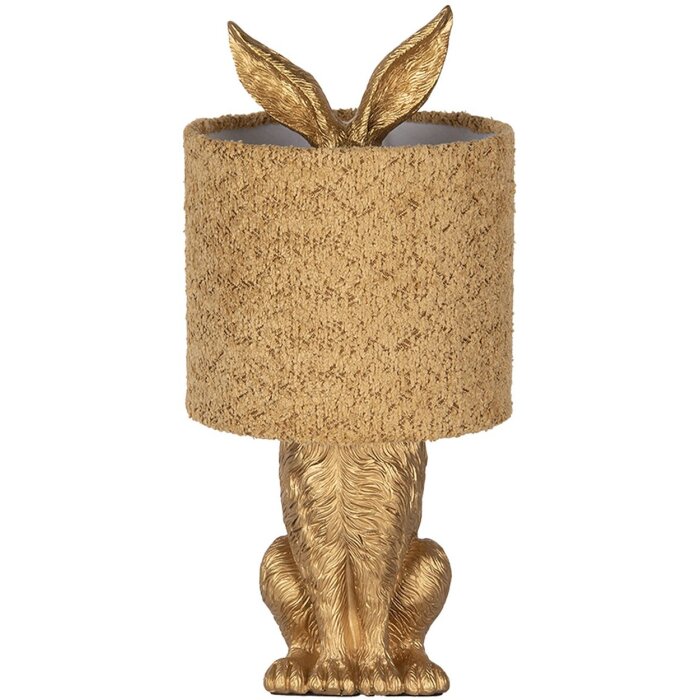 Clayre & Eef stolná lampa zajac so žltým tienidlom E27 Ø 20x43 cm