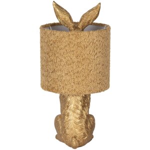 Clayre & Eef stolná lampa zajac so žltým tienidlom E27 Ø 20x43 cm
