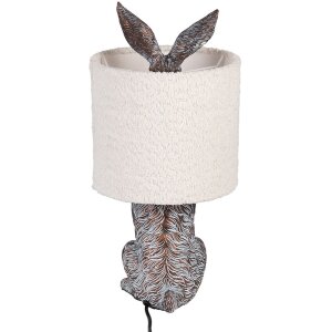 Clayre & Eef stolná lampa Zajačik E27 Ø 20x43 cm Hnedá Béžová