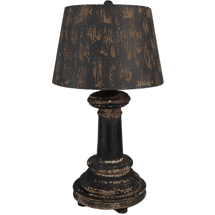 Clayre & Eef stolná lampa Ø35x64 cm – Čierno-hnedej farby