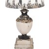 Clayre & Eef 6LMC0110 stolná lampa béžová Ø32x60cm antická