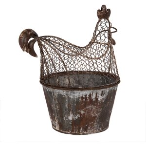 Clayre & Eef Dekoračné kura zo železa - rustikálny štýl 39x39x25 cm