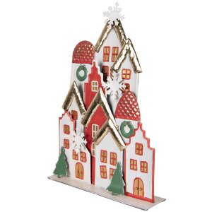 Clayre & Eef Vianočná dekorácia Súprava domčekov z kovu 30x8x46 cm