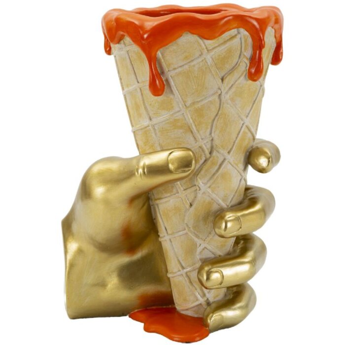 Mauro Ferretti kvetináč v tvare vafle 18x16x26 cm zlatý oranžový