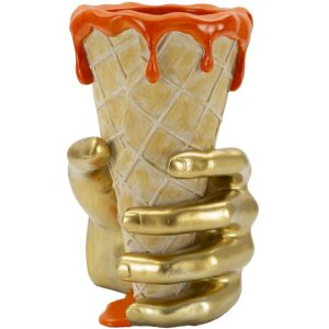 Mauro Ferretti kvetináč v tvare vafle 18x16x26 cm zlatý oranžový