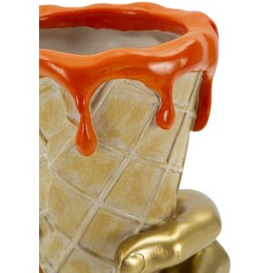 Mauro Ferretti kvetináč v tvare vafle 18x16x26 cm zlatý oranžový