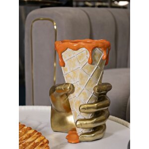 Mauro Ferretti kvetináč v tvare vafle 18x16x26 cm zlatý oranžový