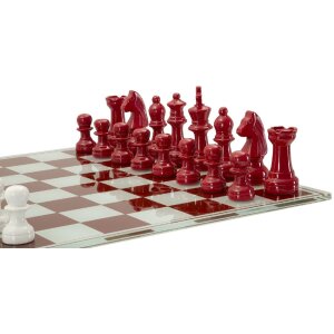 Mauro Ferretti Šachová súprava Červeno-biely 61x61x14 cm Polyresín Sklo