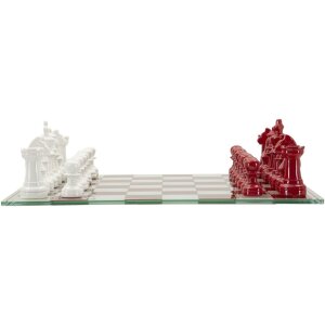 Mauro Ferretti Šachová súprava Červeno-biely 61x61x14 cm Polyresín Sklo