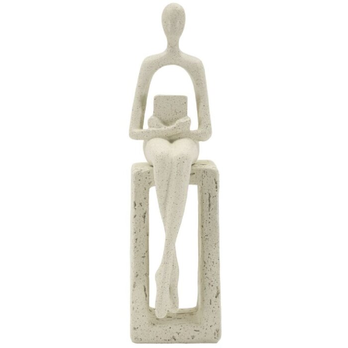 Mauro Ferretti Stons Figúrka krémová 8,5x6,5x24 cm čítajúca dekofigurka