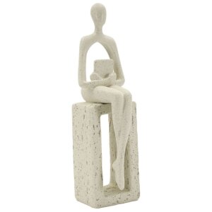 Mauro Ferretti Stons Figúrka krémová 8,5x6,5x24 cm čítajúca dekofigurka