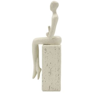 Mauro Ferretti Stons Figúrka krémová 8,5x6,5x24 cm čítajúca dekofigurka