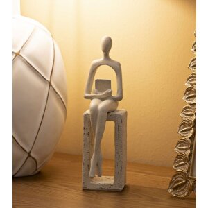 Mauro Ferretti Stons Figúrka krémová 8,5x6,5x24 cm čítajúca dekofigurka