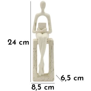 Mauro Ferretti Stons Figúrka krémová 8,5x6,5x24 cm čítajúca dekofigurka