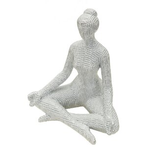 Donnina Yoga Silver - Dekoratívna figúrka z polyresinu 20,5x15,5x23 cm
