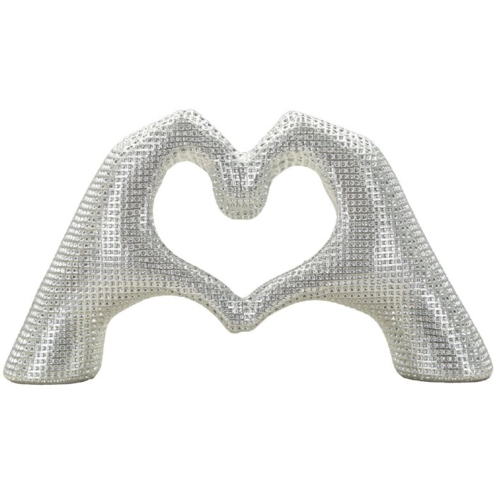 Socha „Lover Silver“ Polyresin strieborná 25x7.5x13.5 cm Srdce