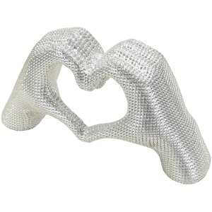 Socha „Lover Silver“ Polyresin strieborná 25x7.5x13.5 cm Srdce