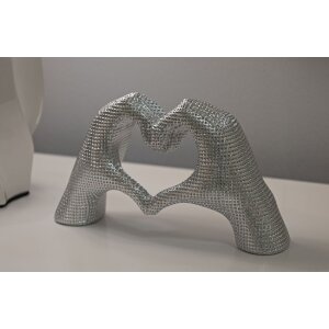 Socha „Lover Silver“ Polyresin strieborná 25x7.5x13.5 cm Srdce